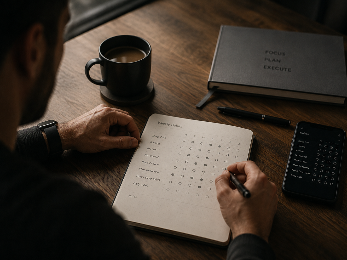Person tracking weekly habits and routines